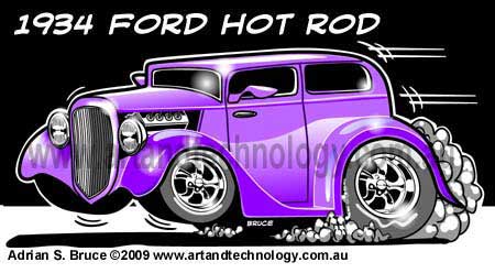 Car Cartoon Vector based 1934 Ford Hot Rod Caricature Logo