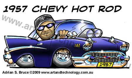 Car Cartoon 1957 Chevy Hot Rod Cartoon caricature