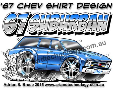 Car Cartoon 1967 Custom Chevy Suburban Shirt Design