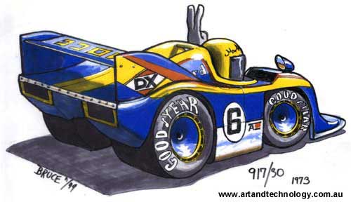 Car Cartoon Can-Am Porsche 917-30 caricature