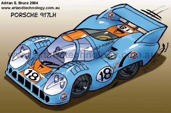 Car Cartoon Lemans 1971 Gulp Porsche 917lh caricature