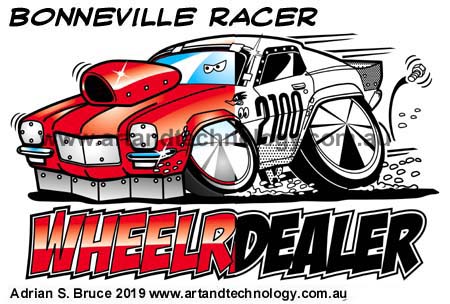 Cartooned Bonneville Racer Vector color & one color Design