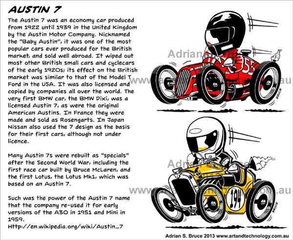 Car Cartoon  Racing Austin 7 Cartoon T-shirt Designs