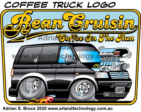 BeanCrusisin Coffee Truck Business Logo