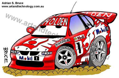 Car Cartoon Holden V8 Supercar caricature