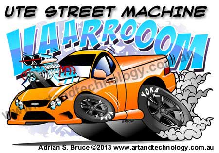 car Cartoon Ute Custom Street Machine  Vector Design
