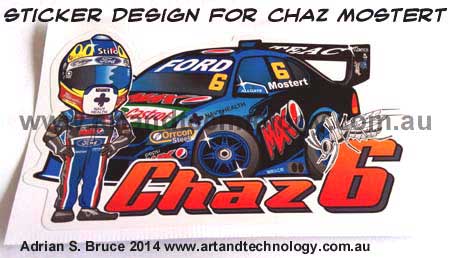car Cartoon Chaz 6 - V8 Supercar Driver Sticker Design