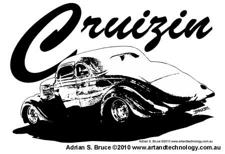 Car Cartoon Cruizin Old Style Hot Rod T-Shirt Design