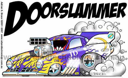 Car Cartoon Jack Daniel's Drag Racing Doorslammer caricature