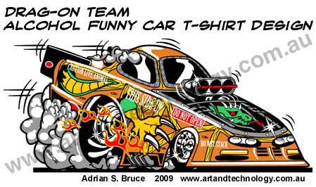 Car Cartoon Alcohol Funny Car T-Shirt Design