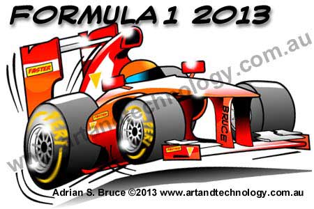 Formula 1 Red Car Cartoon Caricature 2013