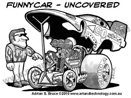 Car Cartoon Funny Car Dragster caricature  hot rod cartoon