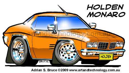 Car Cartoon Holden Monaro HQ Caricature T-shirt Design