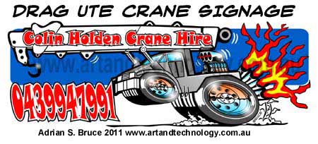 Car Cartoon Drage Ute Crane Vector Design Signage
