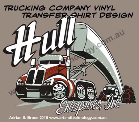 Car Cartoon Trucking Company 4 Color Vinyl Transfer Shirt Design