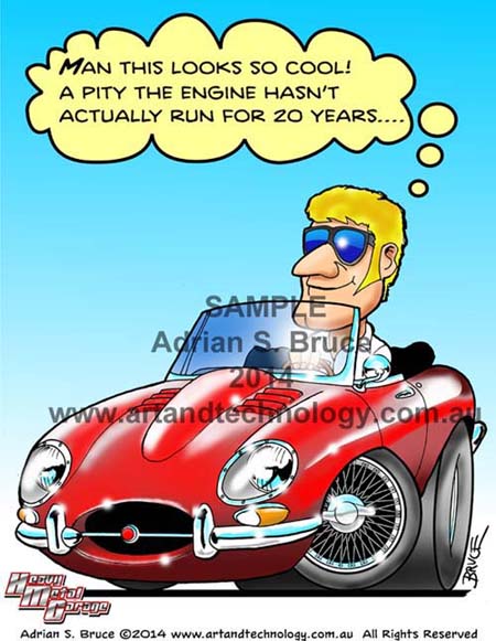 Jaguar Car and Driver Caricature Cartoon