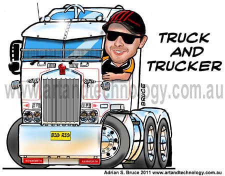 Car Cartoon Kenworth Truck and Trucker Caricature Cartoon Design