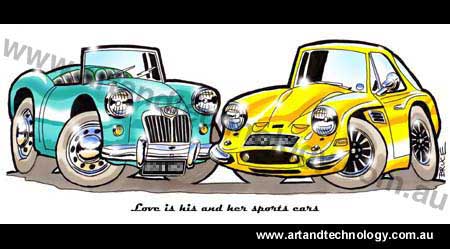 Car Cartoon Loving Sports Cars Caricature Design