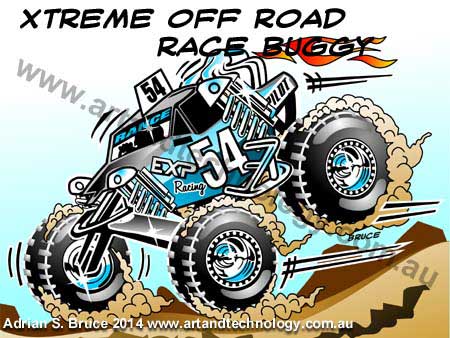 Car Cartoon Xtreme Off Road Race Car Vector Design