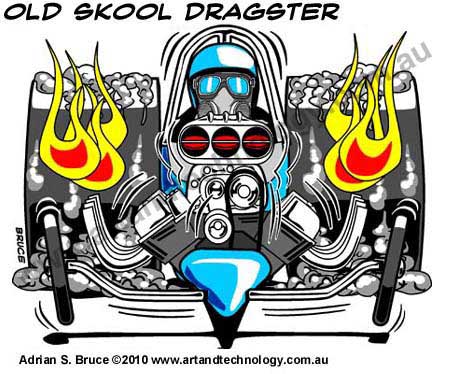 Car Cartoon Vector based front engined top fuel dragster caricature