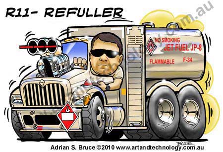 Car Cartoon R11 Refueller caricature  hot rod cartoon
