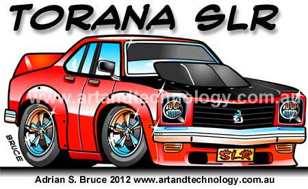 Car Cartoon Torana SLR Car Cartoon Vector Tshirt Design