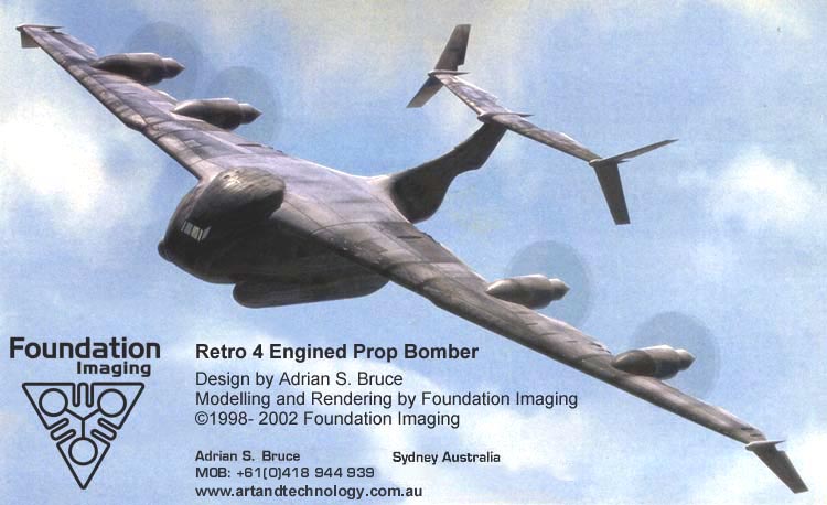 Retro 4 Engined prop Bomber Sci-Fi Concept Art